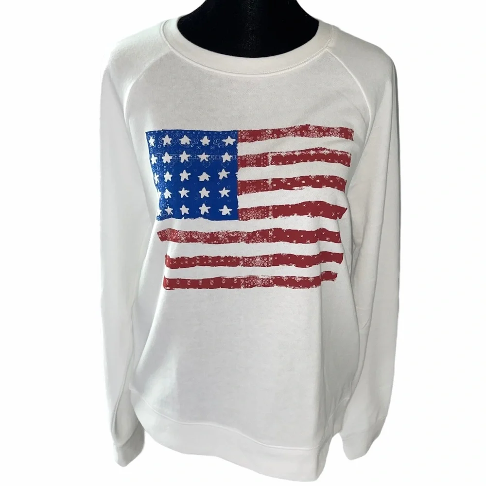 Lucky Brand American Flag Pull Over Top - Picture 2 of 4